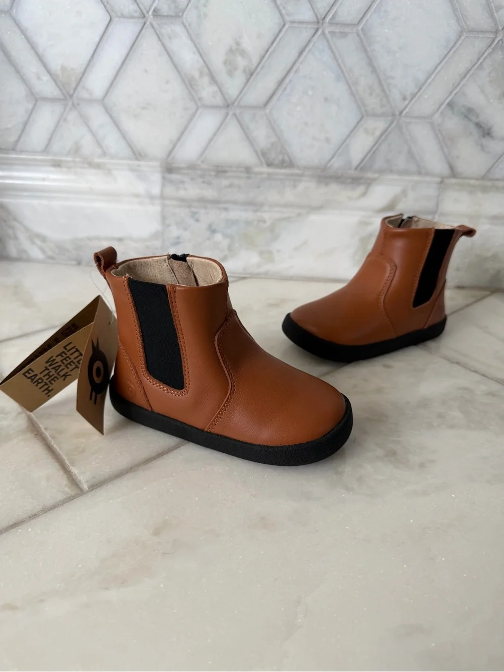 Old Soles Tan and Black Chelsea Boots for Kids